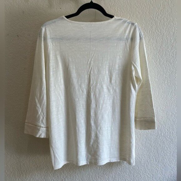 2 for $26 Talbots Cream Pullover Top Size Medium Petite - Picture 3 of 4